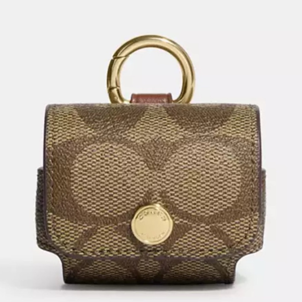 Coach Large Wireless Earbud Case In Signature Canvas